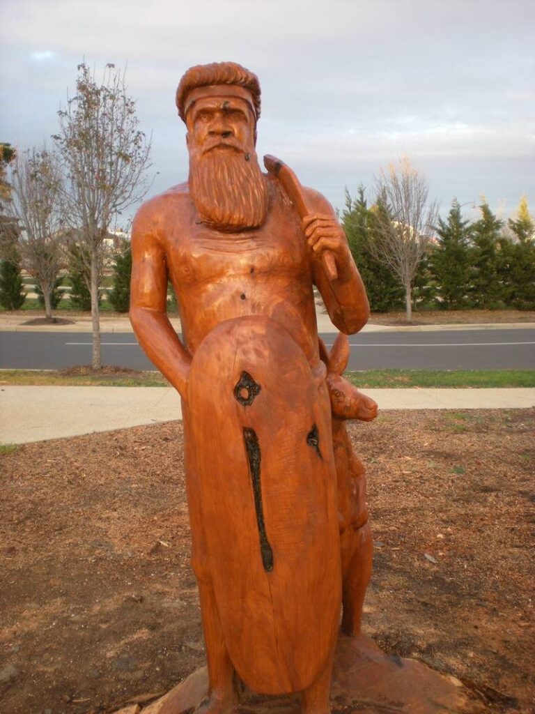 Native Life in Caroline Springs area carved by John Brady using Chainsaws - view 1