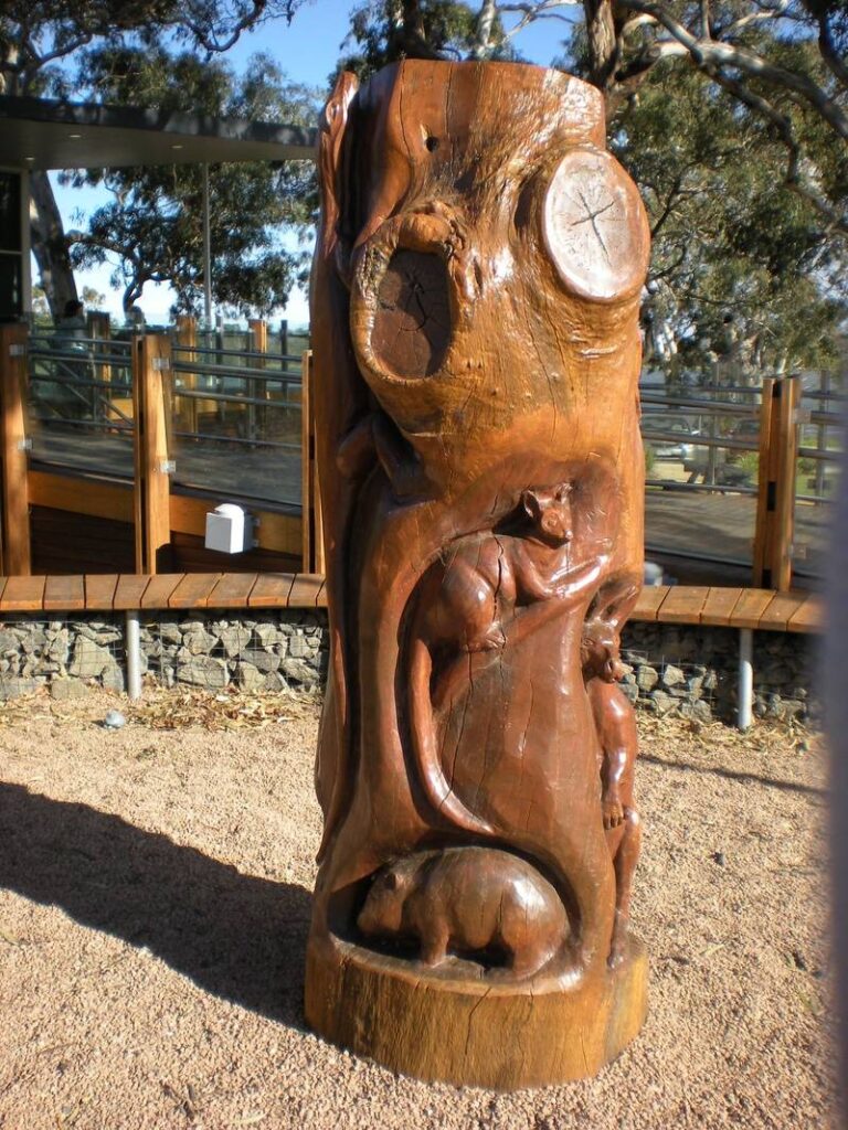 Wildlife native to the Sale region carved by chainsaw by John Brady - View 2